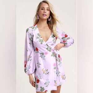 Keepsake the label lilac floral wrap mini dress small floral fairy Bloomcore